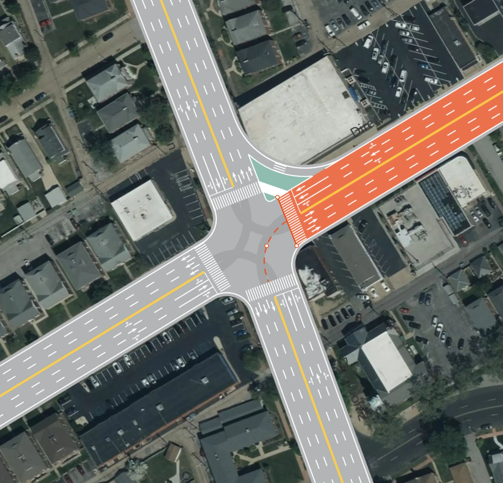 Lane-level channelization design for a single intersection over satellite imagery